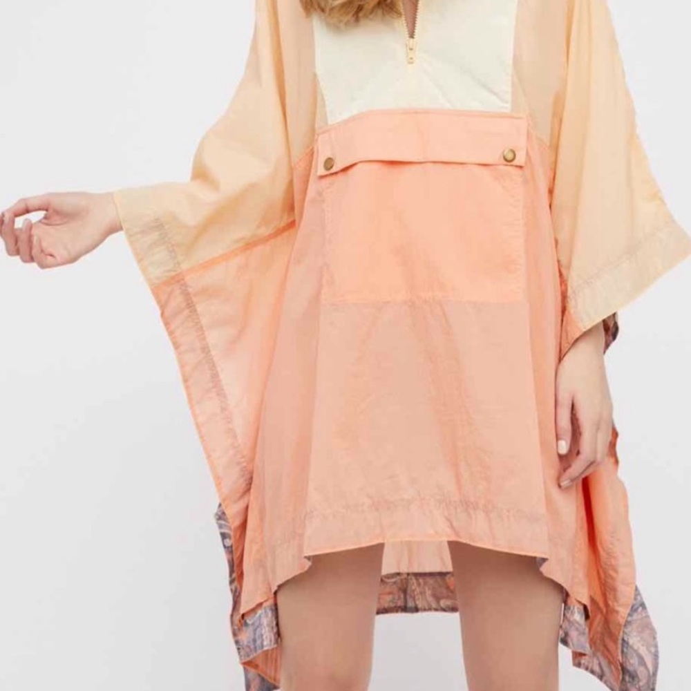 Free People Color block Water Resistant Poncho NWT
